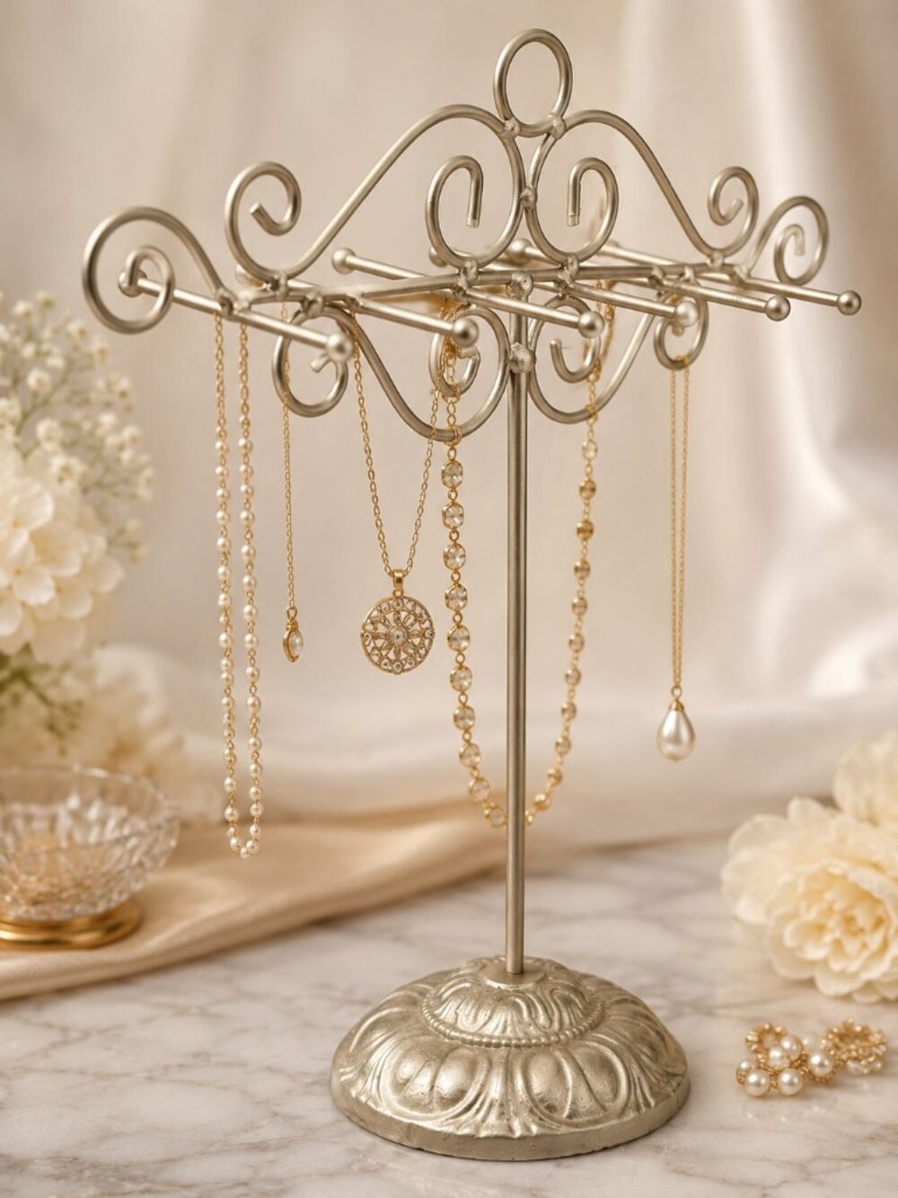 Umbra Joel Yatscoff Jewelry Tree Holder Silver Metal Organizer Display Stand 15"
